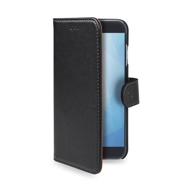 Celly Wally - Flip cover per cellulare - plastica, similpelle - nero - per Sams…