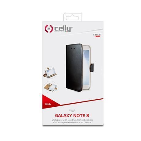 Celly Wally - Flip cover per cellulare - plastica, similpelle - nero - per Sams…