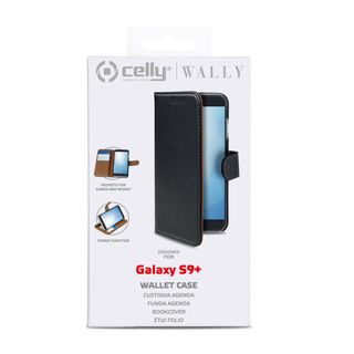 Celly Wally - Flip cover per cellulare - plastica, similpelle - nero - per Sams…