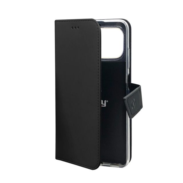 Celly Wally - Flip cover per cellulare - similpelle - nero - per Apple iPhone 11