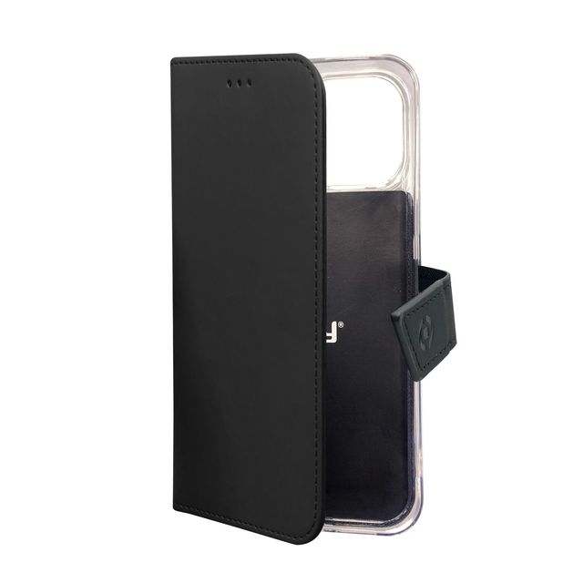 Celly Wally - Flip cover per cellulare - similpelle - nero - per Apple iPhone 1…