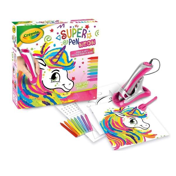 CRAYOLA SUPER PEN UNICORNO NEON KIT CREATIVO GIOCO PER SCIOGLIERE I PASTELLI A …