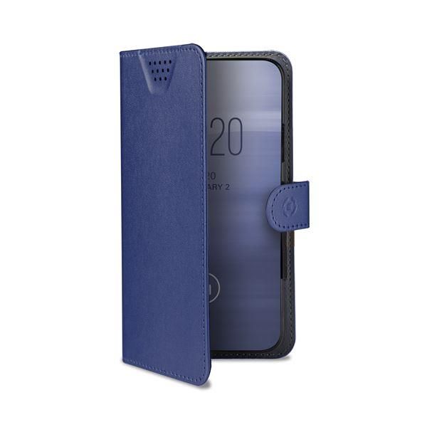 Celly Wally One XL - Flip cover per cellulare - ecopelle - blu - 4.5" - 5"
