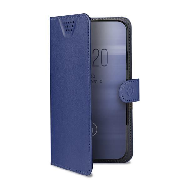 Celly Wally One XXL - Flip cover per cellulare - similpelle - blu - 5" - 5.5"