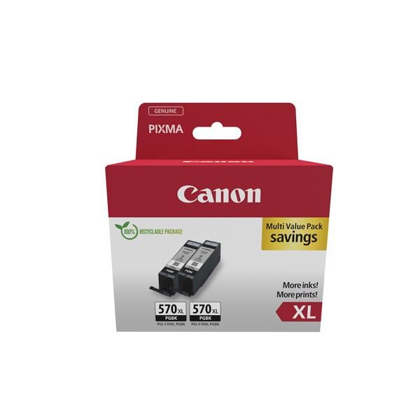 Canon PGI-570PGBK XL Twin Pack - Confezione da 2 - 22 ml - XL - nero - original…