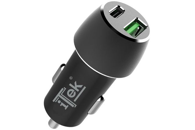 Caricabatteria per auto da 42W- 6A(2x3A) con 2 porte: PD+QC3.0- Smart IC