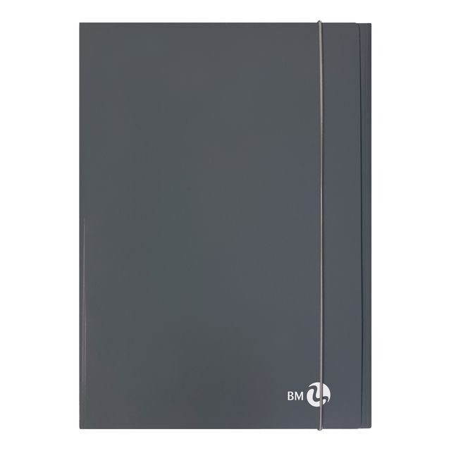 Cartella 3 lembi con elastico - A4 - dorso piatto - grigio scuro - BM