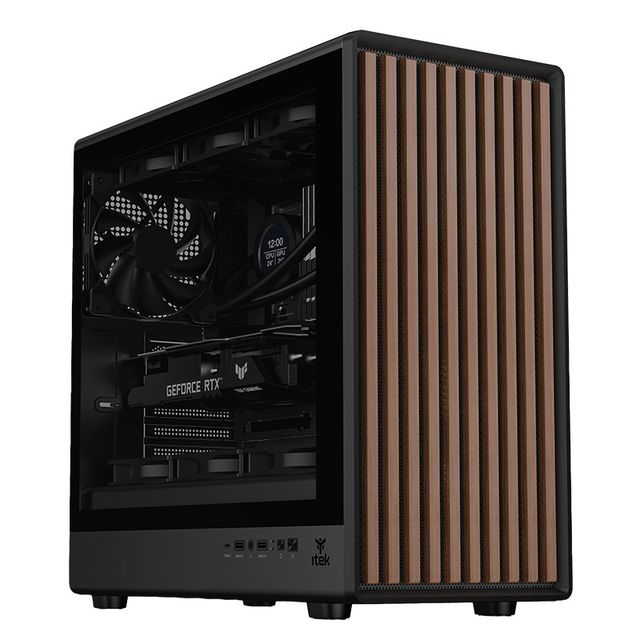 Case WOODY W2B - Gaming Tower- ATX- 4x14cm Black fan- 2xUSB3- Type-C- Wood Fron…