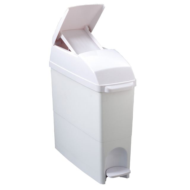 Cestino igienico a pedale - 17x43x48 cm - coperchio blocca sacco - 18 L - bianc…