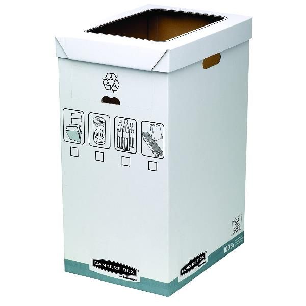 Cestino per riciclo Bankers Box System - 30 x 60 x 50 cm - 90 L - bianco - Fell…