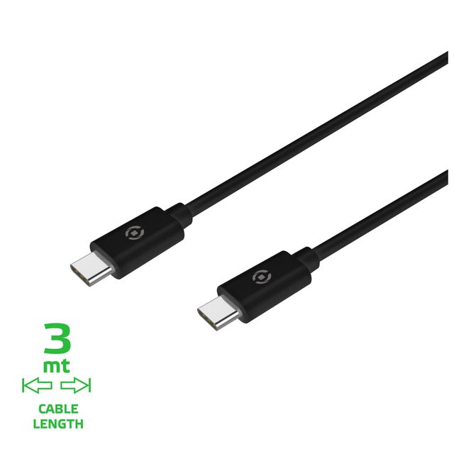 Celly ProPower - Cavo USB - USB-C (M) a USB-C (M) - 3 m - nero