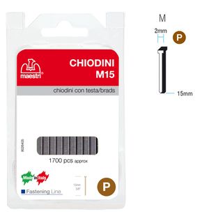 Chiodini M15 per fissatrici - con testa - 15 mm - acciaio - Romeo Maestri - con…