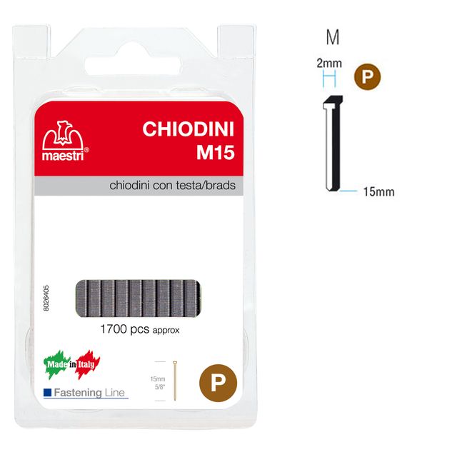 Chiodini M15 per fissatrici - con testa - 15 mm - acciaio - Romeo Maestri - con…