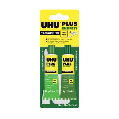 Colla bicomponente Plus 90 min - 30 ml (2x15ml) - trasparente - UHU