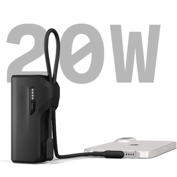 Cygnett Battery bank Thumboost 5K Powerbank con cavo integrato (NERO)