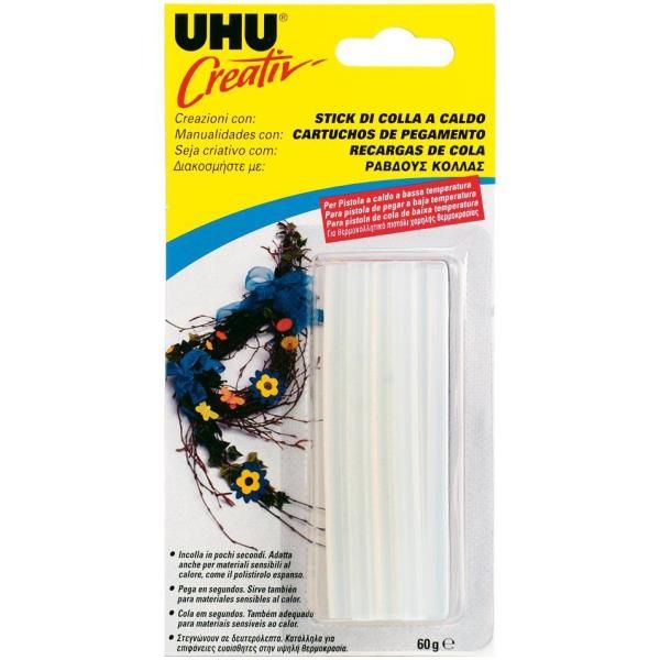 Colla termofusibile - diametro 7mm - 60gr - per bassa temperatura - Uhu - conf.…