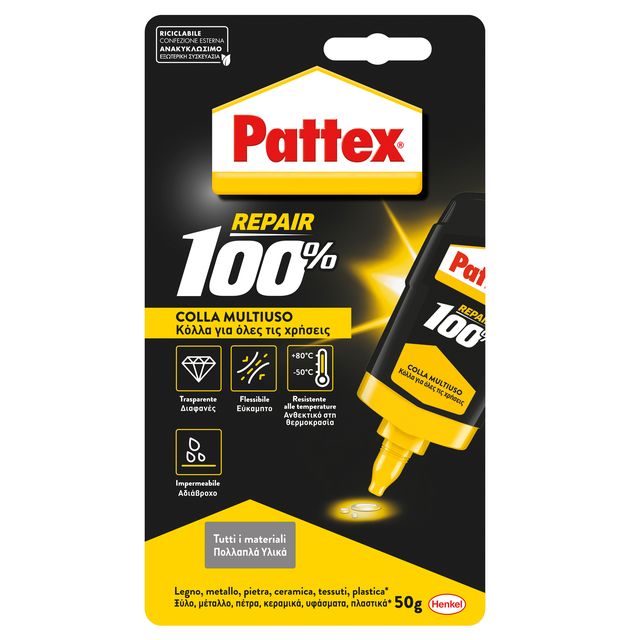Colla universale Pattex Repair 100% colla - 50 gr - trasparente - Pattex