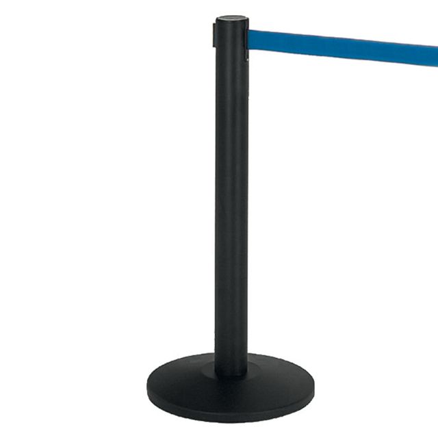 Colonnina segnapercorso Alfa nera - altezza 95 cm - nastro retrattile blu da 20…