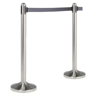 Colonnina segnapercorso cromata - altezza 100 cm - nastro retrattile grigio da …