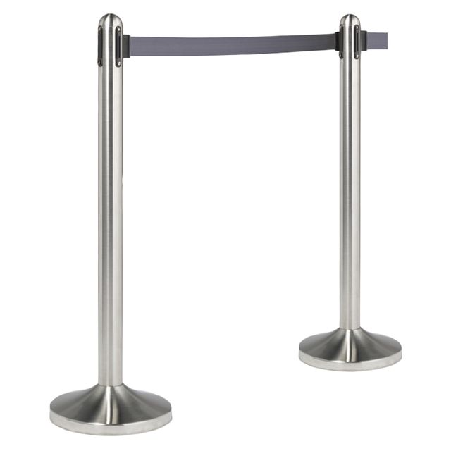 Colonnina segnapercorso cromata - altezza 100 cm - nastro retrattile grigio da …