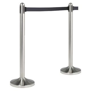Colonnina segnapercorso cromata - altezza 100 cm - nastro retrattile nero da 21…