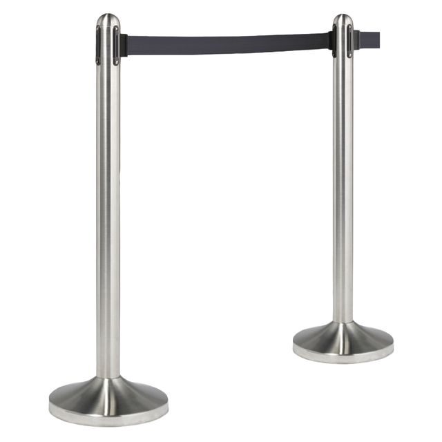Colonnina segnapercorso cromata - altezza 100 cm - nastro retrattile nero da 21…