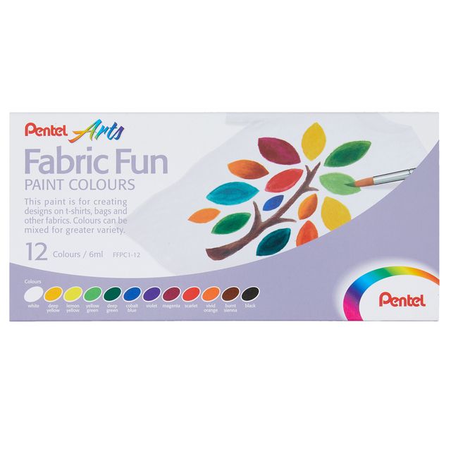 Colore in tubetto per tessuto Fabric Fun - colori base assortiti - Pentel - con…