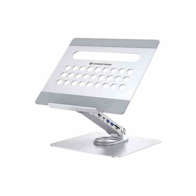 Conceptronic DONN27G, Supporto per computer portatile, Argento, Alluminio, 360°…