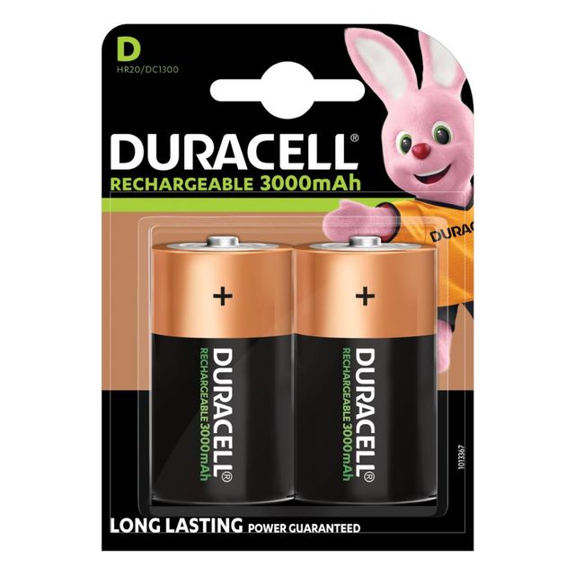 DURACELL BATTERIA RICARICABILE HR20 TORCIA D 3000MAH BL2