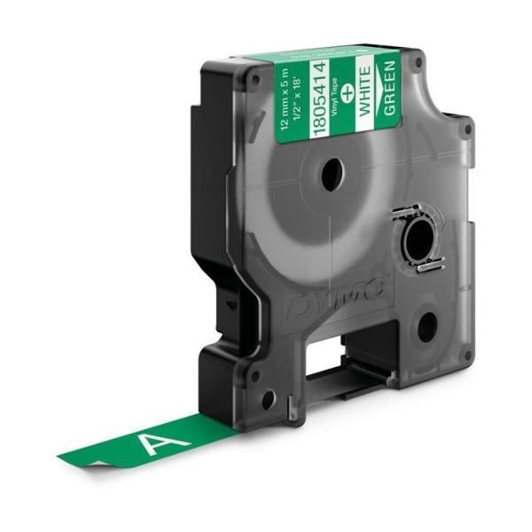 DYMO Rhino Coloured Vinyl - Vinile - bianco su verde - Rotolo (1,2 cm x 5,5 m) …