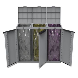 Contenitore EcoCab 3 per raccolta differenziata - 102x39x88,7 cm - 3 portasacco…