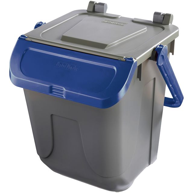 Contenitore portarifiuti Ecology - con sportello e maniglione - 25 L - grigio/b…