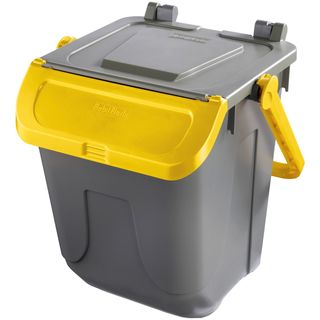 Contenitore portarifiuti Ecology - con sportello e maniglione - 25 L - grigio/g…