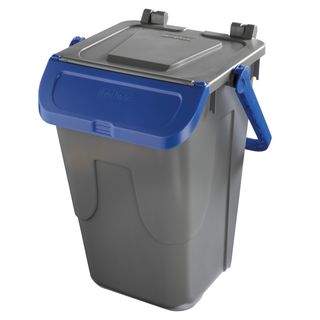 Contenitore portarifiuti Ecology - con sportello e maniglione - 35 L - grigio/b…