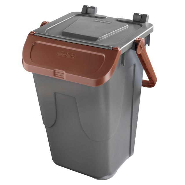 Contenitore portarifiuti Ecology - con sportello e maniglione - 35 L - grigio/b…