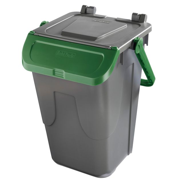 Contenitore portarifiuti Ecology - con sportello e maniglione - 35 L - grigio/v…