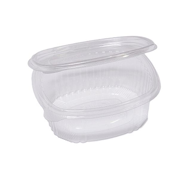 Contenitori ovali in PET - con coperchio incernierato - 14 x 11,9 x 5 cm - Euro…