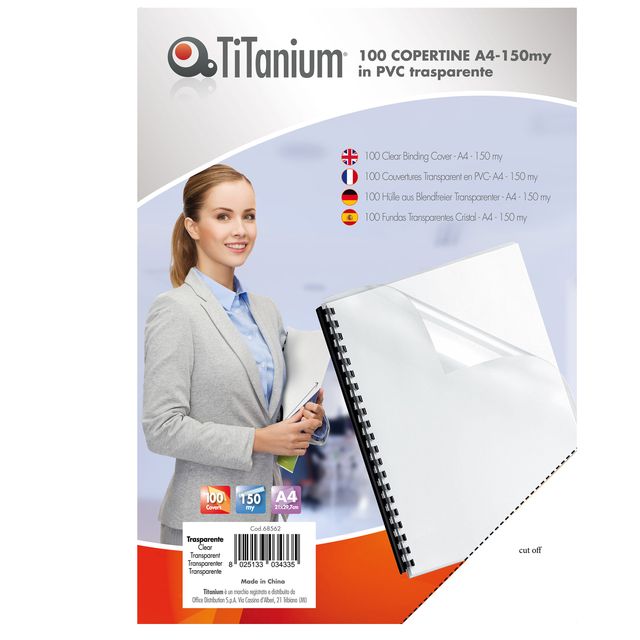 Copertine - A4 - 150 micron - PVC - neutro trasparente - Titanium - scatola 100…
