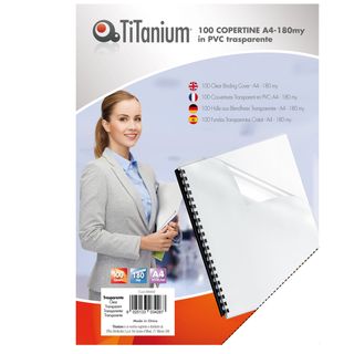 Copertine rilegatura - A4 - 180 micron - PVC - neutro trasparente - Titanium - …