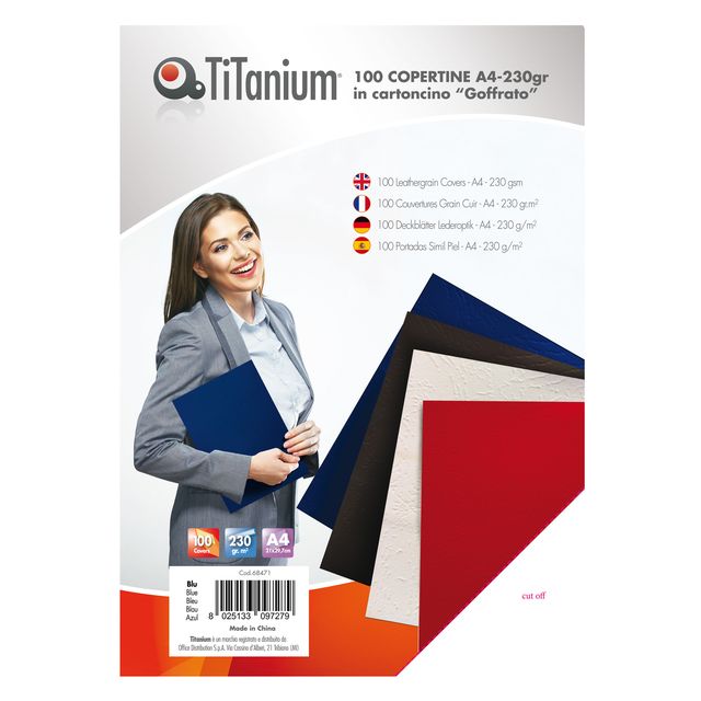 Copertine rilegatura - A4 - 230 gr - cartoncino goffrato - blu - Titanium - sca…
