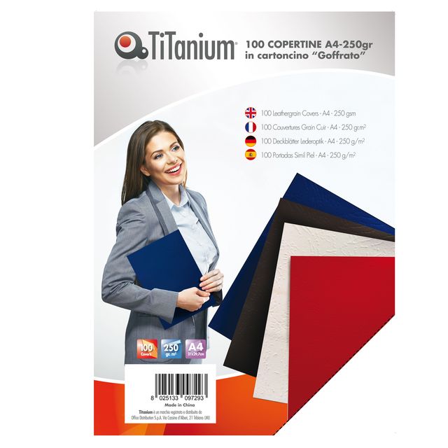 Copertine rilegatura - A4 - 250 gr - cartoncino goffrato - rosso - Titanium - s…
