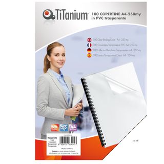 Copertine rilegatura - A4 - 250 micron - PVC - neutro trasparente - Titanium - …