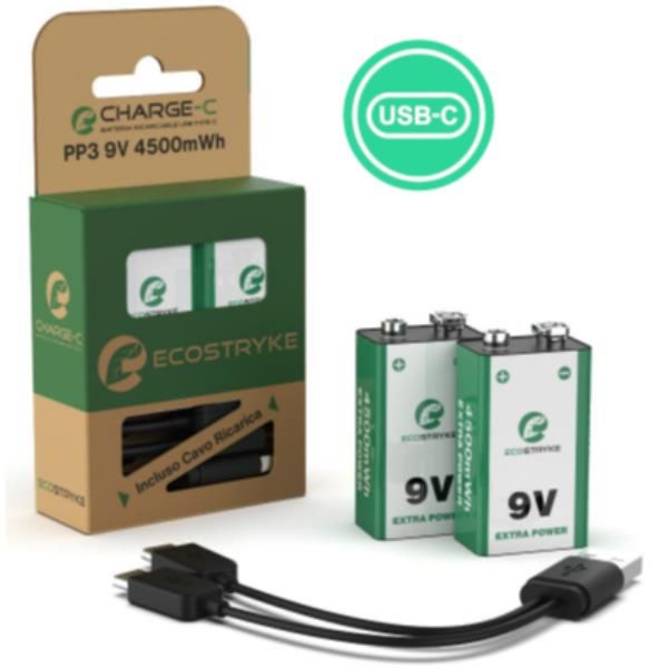 ECOSTRIKE BATTERIE RICARICABILI AL LITIO TRANSISTOR 9V 500 mAh RICARICA TRAMITE…