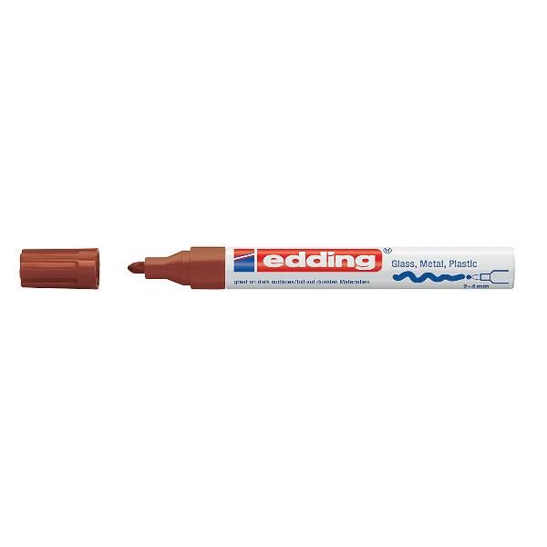 EDDING 750 MARCATORE PERMANENTE A VERNICE MARRONE PUNTA TONDA 2/4 mm CONF 10 Pz.