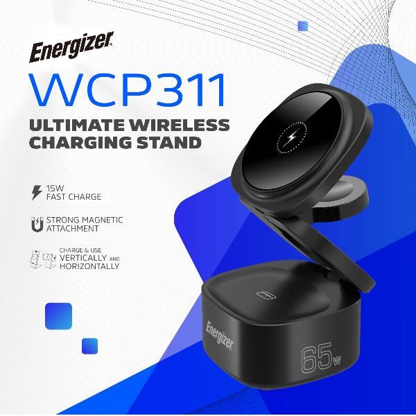 ENERGIZER WCP311 CARICABATTERIE WIRELESS 4 IN 1 STAND 65 W 1 PORTA USB-A 1 PORT…