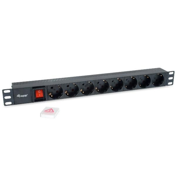 EQUIP MULTIPRESA PER RACK 8-BAY SCHUKO CEE7/4 1U 19" CON INTERRUTTORE ON/OFF CA…