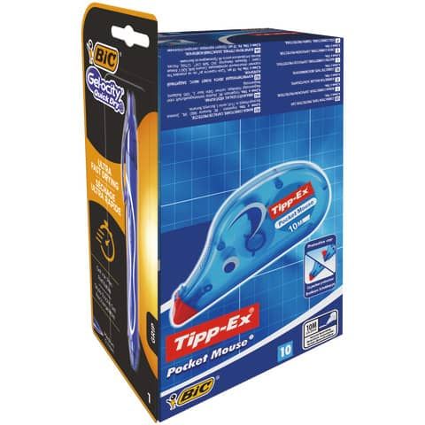 Correttore a nastro Pocket Mouse Tipp-Ex + penna Gelocity QuickDry Bic - promo …