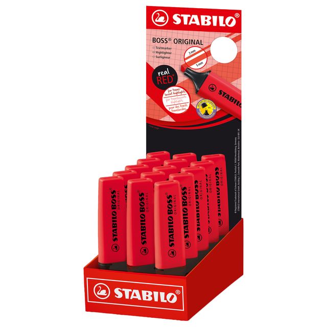 Espositore 15 evidenziatori Stabilo Boss Original rosso rosso - 70/15-7