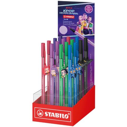 Espositore 16 pennarelli Stabilo Pen 68 KPop Demon Hunters in 5 colori con 5 di…