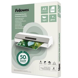 FELLOWES POUCHE DA 80 MICRON A3 RICICLATE 50% FINITURA LUCIDA TRASPARENTE CONF …